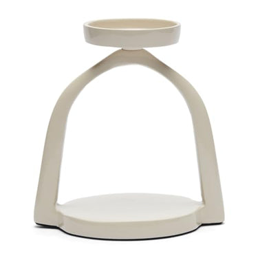 Riviera Maison Candle Holder, Dummy Candle Holder Candlestick for Decoration, Home Accessories - Metropoliton Block Candle Holder - Matte Beige - Aluminum - (LxWxH) 16.5x13x17.5 on Sale